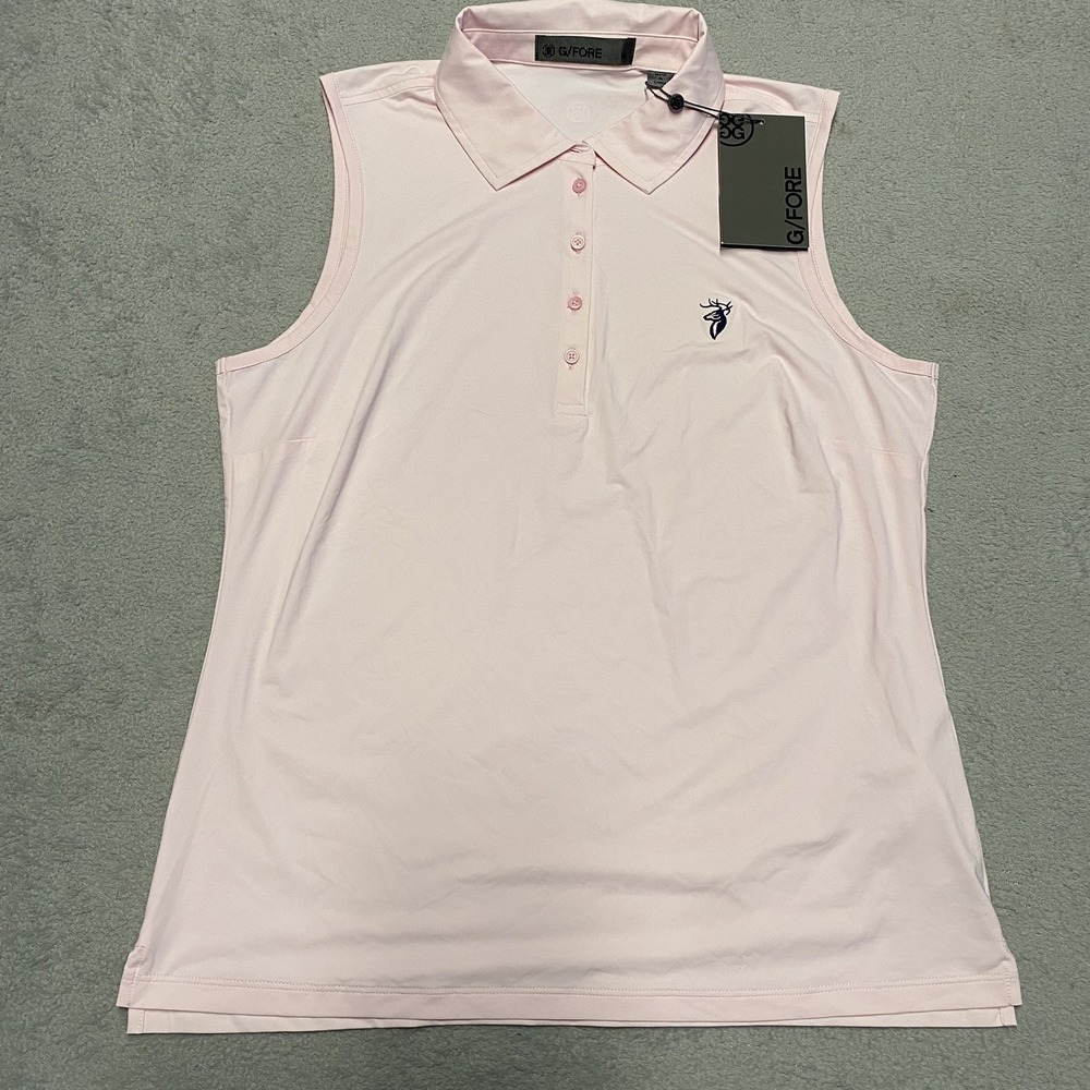 G/fore Golf Polo Womens Medium Blush Pink Performance Sleeveless NEW $110